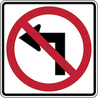No Left Turn Sign