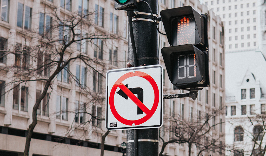 No Left Turn Sign